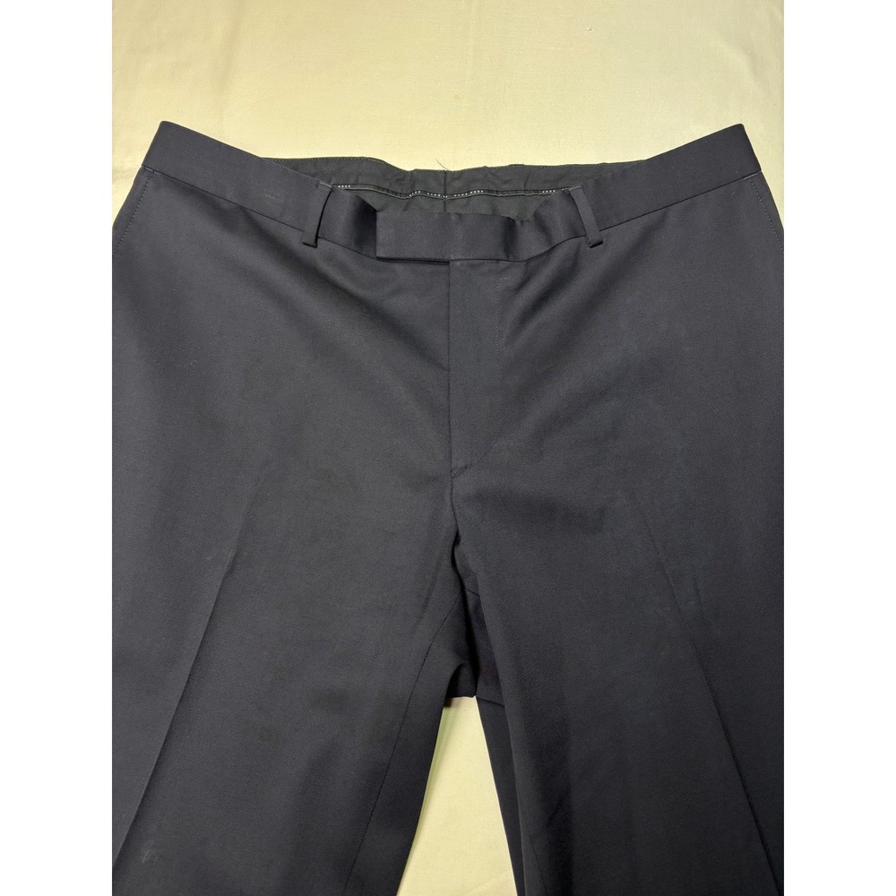 HUGO BOSS Men's Wool Dress Pants Trousers Black Pleated Cuffed 40X26 - Picture 2 of 15
